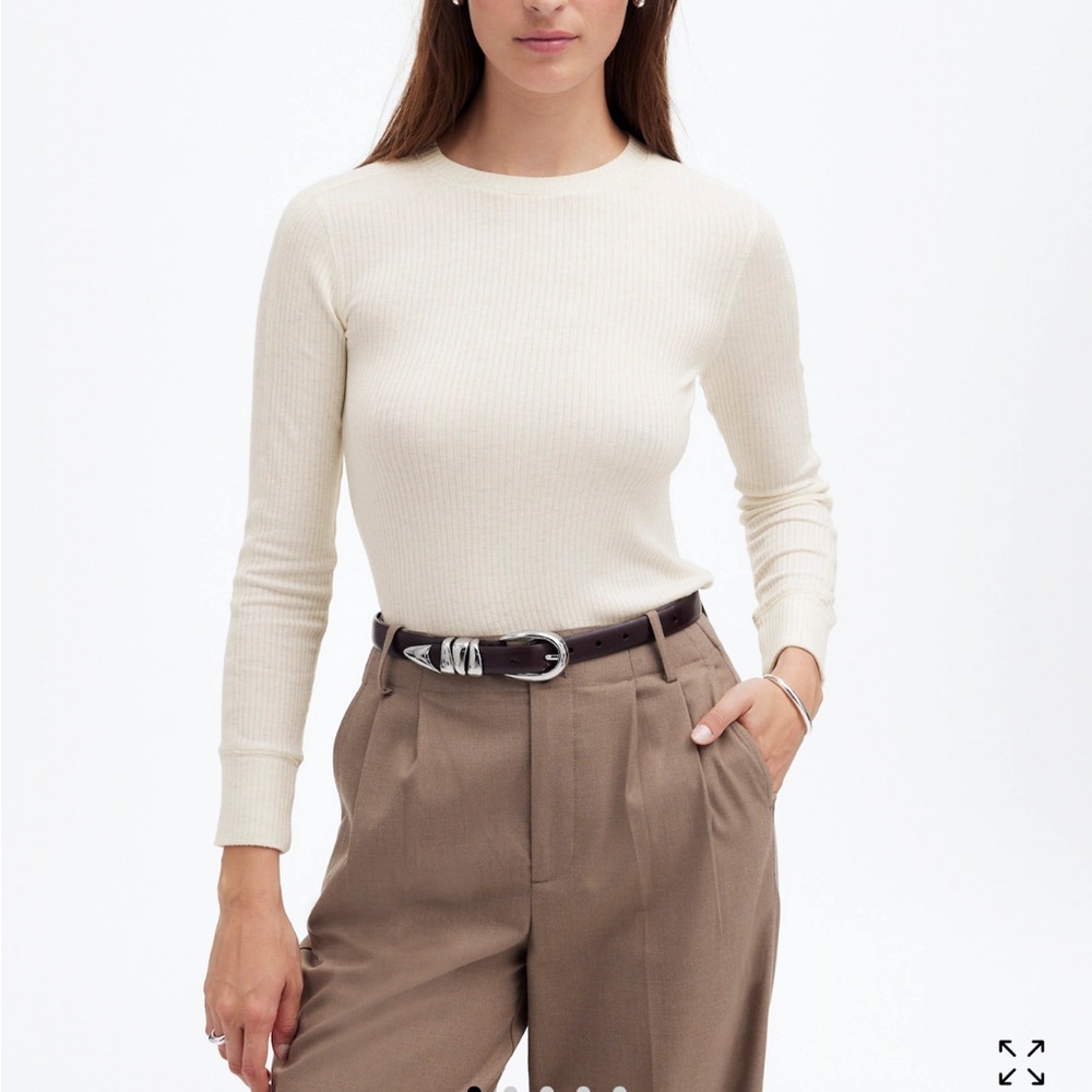 Women's Cream Ribbed Top